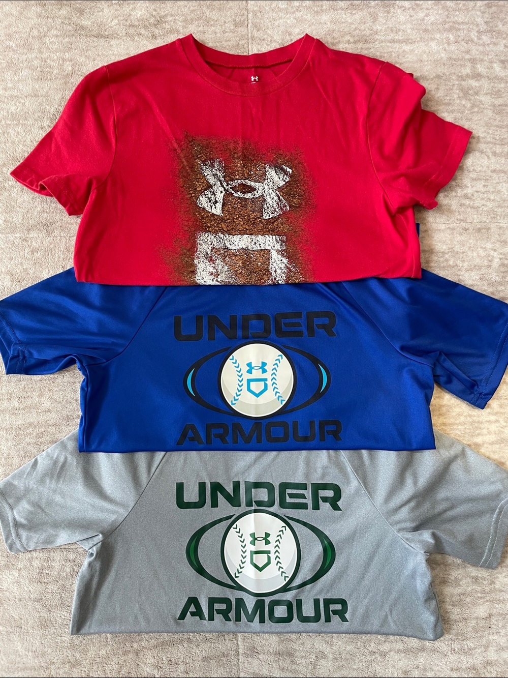 Under Armour Baseball Red, Blue & Gray Kids' Short-Sleeve Tees - Pack of 3